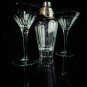 Faberge Grand Duke Black & Clear Crystal Martini Glasses & Shaker