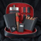 Black Python Pattern & Red Leather Traveler with matching cutter & lighter NIB