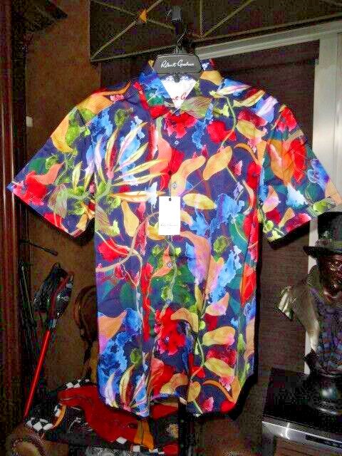 Robert Graham Meraz Classic Fit Short Sleeve Shirt Size L New w Tags