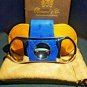 Brizard and Co Blue Ostrich & Camel Color Leather V Cutter & Lighter Combo