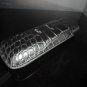 Black Leather Croc Pattern 2 Cigar Carrying Case with Cutter 7" L closed