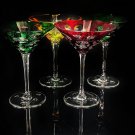Faberge Bubbles Colored Crystal Martini Glasses in case Faberge Bubbles Colored Crystal Martini Glasses in case
