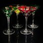 Faberge Bubbles Colored Crystal Martini Glasses in case