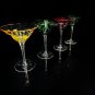 Faberge Bubbles Colored Crystal Martini Glasses in case