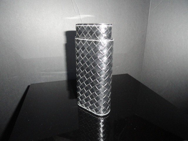 Black Leather Cigar Case with Stainless Steel Ends Showroom Model
