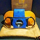 Brizard  Blue Ostrich V cutter & Camel Color Leather case NIB
