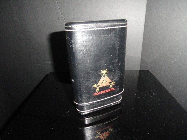 Black Leather Cigar Logo Carrying Case 6" L