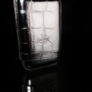 Black Embossed Croc Pattern Leather Cigar Case NIB