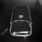 Black Smooth Leather 3 Cigar Carrying Case 7" L closed Black Smooth Leather 3 Cigar Carrying Case 7" L closed