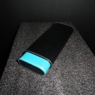 Aqua & Black Leather Cigar Holder Case Showroom Model 7.5" L closed