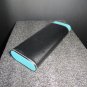 Aqua & Black Leather Cigar Holder Case Showroom Model 7.5" L closed