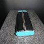 Aqua & Black Leather Cigar Holder Case Showroom Model 7.5" L closed