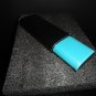 Aqua & Black Leather Cigar Holder Case Showroom Model 7.5" L closed