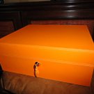 Brizard Airflow Humidor in Racing Orange Leather 60 / 70 ct  Made in USA NIB