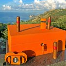 Brizard Airflow Humidor in Racing Orange Leather with cutter and lighter NIB