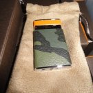 Brizard Camouflage and Orange Leather Sottile Premium Lighter NIB