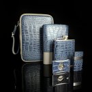 Brizard  Blue Caiman & Grey Leather Traveler , Venezia Lighter & Elite Cutter