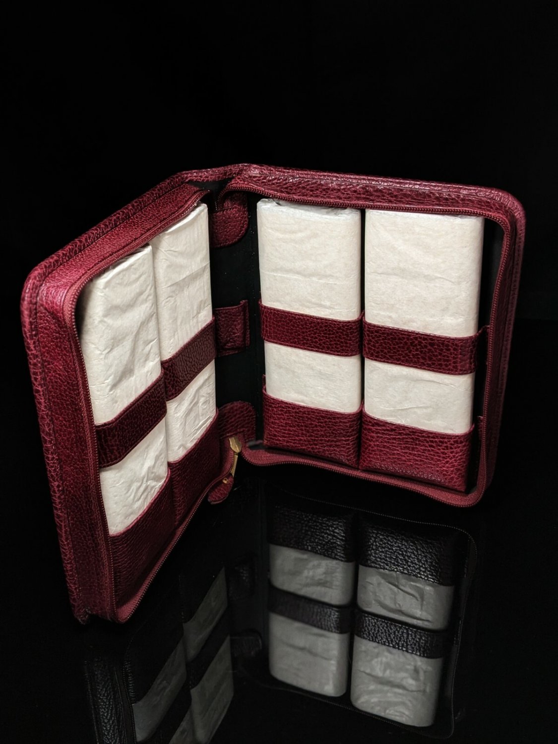 pheasant leather bordeaux carrying case  NIB