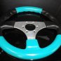 Dino Teal & Black Marine Steering Wheel with Polished Spokes 13.5" Diameter #1