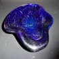 Dark Blue  Heavy Glass  Bowl Ashtray Measures 9" L x 6.5" W x 1.5" H