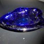 Dark Blue  Heavy Glass  Bowl Ashtray Measures 9" L x 6.5" W x 1.5" H