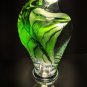Lalique Tanega Crystal 14" Tall Green Leaf Vase