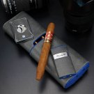 Brizard Cigar Case , Cutter & Lighter Trio- Gray Leather with Blue Ostrich NIB Brizard Cigar Case , Cutter & Lighter Trio- Gray Leather with Blue Ostrich NIB