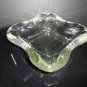 Mid Century Modern BLENKO Art Glass HEAVY Ashtray 9&acirc;�� Clear Curved Square