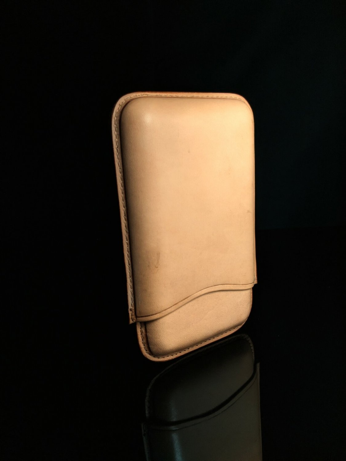 Pheasant Beige Smooth Leather Cigar Case Made in Spain