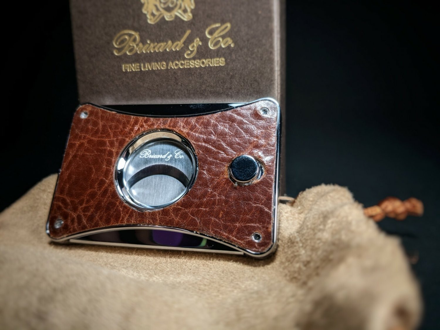 Brizard and Co. - The "Elite" Cigar Cutter - Croco Pattern Tobacco NIB