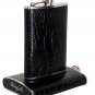 Brizard and Co Flask 8 oz. Black Croco Pattern Leather Made in USA NIB