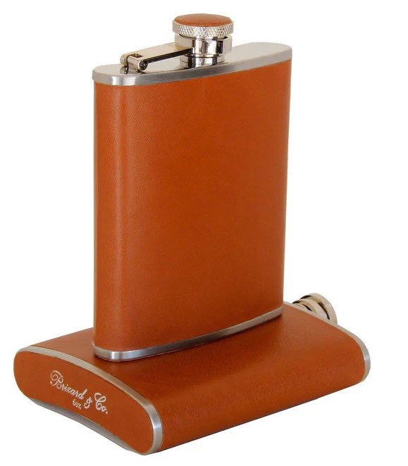 Brizard  Flask 8 oz. Sunrise Tan  Leather  Made in USA NIB