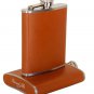 Brizard  Flask 8 oz. Sunrise Tan  Leather  Made in USA NIB