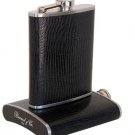 Brizard Flask 8 oz. Black Lizard Pattern Leather Made in USA NIB Brizard Flask 8 oz. Black Lizard Pattern Leather Made in USA NIB