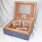 Brizard American Blue Jeans Ostrich Humidor with Table Lighter & V-cutter NIB