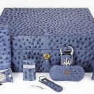 Brizard American Blue Jeans Ostrich Humidor 60 / 70 ct Combo Made in USA NIB