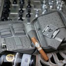 Brizard Grey Ostrich Traveler with cutter and lighter Made in USA NIB Brizard Grey Ostrich Traveler with cutter and lighter Made in USA NIB