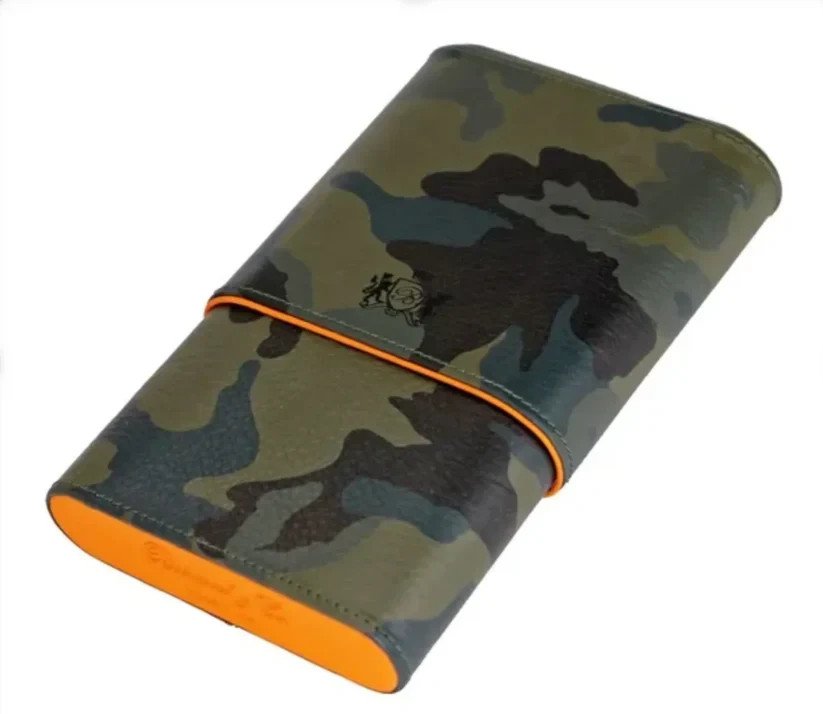 Brizard " Show Band " 5 cigar case - Camouflage and Orange Leather  NIB