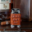 Brizard Gatsby Lighter Genuine Cognac Caiman Alligator ( Empty-No Fuel ) NIB