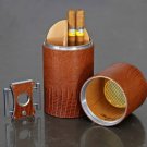 Brizard Desk Humidor Lizard Pattern  Leather 10-15 ct with cutter  Made USA  NIB