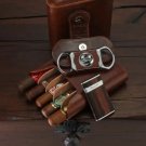 Brizard " Show Band " 5 cigar case  Antique Saddle with cutter & lighter USA NIB