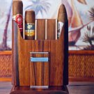 Brizard " Show Band "  5 cigar  case -Rosewood with pocket lighter USA NIB