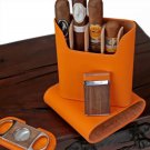 Brizard " Show Band "  5  case - Orange Leather with Cutter & Lighter NIB