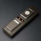 Brizard and Co Gunmetal Ebony 3 Cigar Case , Cutter and Lighter Made in USA  NIB