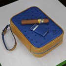 Brizard Blue Ostrich and Camel Color Leather Traveler Only ( No Lighter ) NIB