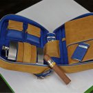 Brizard Traveler in Blue Ostrich and Camel Color Leather with Lighter NIB