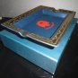 Gold and Blue Ceramic Cigar Ashtray Measures 9" L x 6.75" W NIB