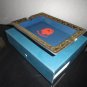 Gold and Blue Ceramic Cigar Ashtray Measures 9" L x 6.75" W NIB