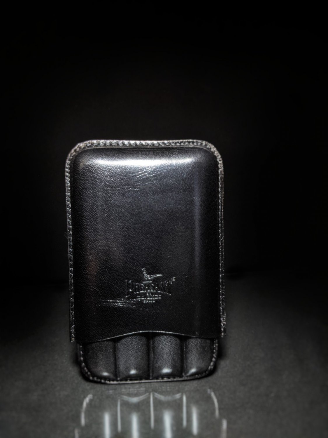 Pheasant Black Cabra  Leather Cigar Case NIB