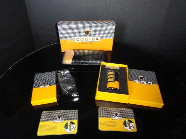Cigar Case, Cutter and Butane Pocket Lighter NIB